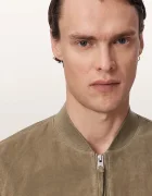 AllSaints яке бомбър мъжко от велур MORTEN зелено M050LE