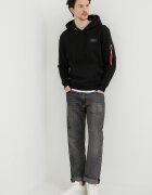 Alpha Industries Суичър Backprint в черно с качулка принт Backprint