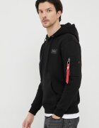 Alpha Industries Суичър Backprint в черно с качулка принт Backprint