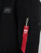 Alpha Industries Суичър Backprint в черно с качулка принт Backprint