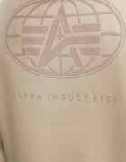 Alpha Industries Суичър World Logo Backprint Hoodie мъжки в бежово с качулка с принт 258337