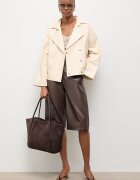 Answear.LAB Кожен панталон MADDIE кафяв с висока талия