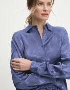 Answear.LAB Риза дамска в синьо със стандартна кройка с класическа яка