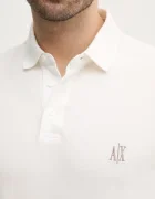 ARMANI EXCHANGE Памучна тениска с яка в бяло с изчистен дизайн XM000367 AF13022