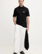 ARMANI EXCHANGE Памучна тениска с яка в черно с изчистен дизайн XM002232 AF10364