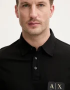 ARMANI EXCHANGE Памучна тениска с яка в черно с изчистен дизайн XM002232 AF10364