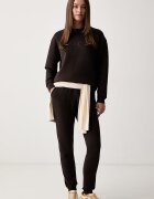 ARMANI EXCHANGE спортен панталон дамски с памук кафяв със стандартна талия XW000824 AF10818
