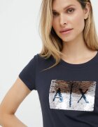 ARMANI EXCHANGE тениска дамска от памук тъмносиня 8NYTDL YJ73Z