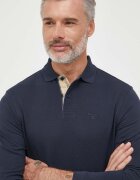 Barbour Памучна блуза с дълги ръкави в тъмносиньо с изчистен дизайн