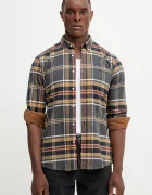 Barbour Памучна риза в тъмносиньо с кройка по тялото с яка с копче