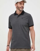 Barbour Памучна тениска с яка в черно с изчистен дизайн MML0628