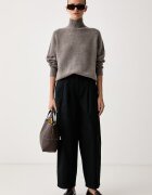 Barbour панталон дамски от памук Glynis черен с висока талия LTR0414