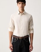 Barbour риза мъжка от памук с еластан Ashefield бежова на каре MSH5877