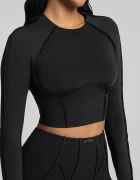 betterme блуза с дълги ръкави за йога дамска Contour Stitch Long черна CRT00012