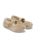 Birkenstock балеринки от кожа Santa Clarita Shearling бежови 1032708