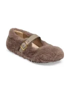 Birkenstock балеринки от кожа Santa Clarita Shearling кафяви 1032639