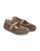 Birkenstock балеринки от кожа Santa Clarita Shearling кафяви 1032639