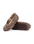 Birkenstock балеринки от кожа Santa Clarita Shearling кафяви 1032639