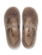 Birkenstock балеринки от кожа Santa Clarita Shearling кафяви 1032639