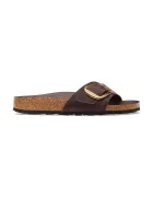 Birkenstock чехли дамски от кожа Madrid Big Buckle Oiled Leather кафяви 1032914