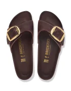 Birkenstock чехли дамски от кожа Madrid Big Buckle Oiled Leather кафяви 1032914