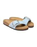 Birkenstock чехли дамски от кожа Madrid Big Buckle сини 1031798