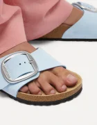 Birkenstock чехли дамски от кожа Madrid Big Buckle сини 1031798