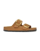 Birkenstock чехли дамски от набук Arizona Big Buckle Nubuck Leather кафяви 1032989