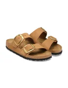 Birkenstock чехли дамски от набук Arizona Big Buckle Nubuck Leather кафяви 1032989