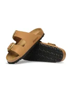 Birkenstock чехли дамски от набук Arizona Big Buckle Nubuck Leather кафяви 1032989