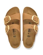 Birkenstock чехли дамски от набук Arizona Big Buckle Nubuck Leather кафяви 1032989