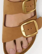 Birkenstock чехли дамски от набук Arizona Big Buckle Nubuck Leather кафяви 1032989