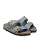 Birkenstock чехли дамски от набук Arizona Big Buckle сиви 1032071