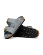 Birkenstock чехли дамски от набук Arizona Big Buckle сиви 1032071