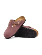Birkenstock чехли дамски от велур Boston Rivets Suede Leather розови 1032897
