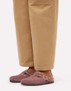 Birkenstock чехли дамски от велур Boston Rivets Suede Leather розови 1032897