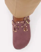 Birkenstock чехли дамски от велур Boston Rivets Suede Leather розови 1032897