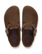 Birkenstock чехли дамски от велур Boston SFB LEVE кафяви 1031637