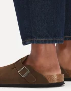 Birkenstock чехли дамски от велур Boston SFB LEVE кафяви 1031637