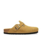 Birkenstock чехли обувки с покрити пръсти от велур Boston Soft Footbed Suede Leather кафяви 1033122