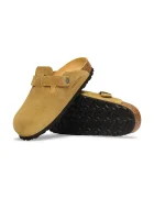 Birkenstock чехли обувки с покрити пръсти от велур Boston Soft Footbed Suede Leather кафяви 1033122