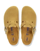 Birkenstock чехли обувки с покрити пръсти от велур Boston Soft Footbed Suede Leather кафяви 1033122