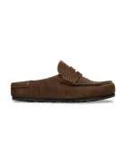 Birkenstock чехли от велур Naples кафяви 1031605