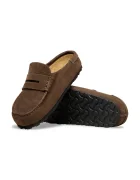 Birkenstock чехли от велур Naples кафяви 1031605