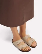 Birkenstock чехли с равна подметка дамски Arizona Birko-Flor бежови 1031510