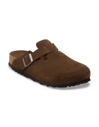Birkenstock чехли с равна подметка от велур Boston SFB LEVE кафяви 1031641