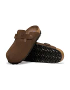 Birkenstock чехли с равна подметка от велур Boston SFB LEVE кафяви 1031641