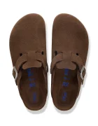 Birkenstock чехли с равна подметка от велур Boston SFB LEVE кафяви 1031641