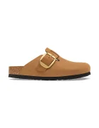 Birkenstock чехли сабо дамски от набук Boston Big Buckle Nubuck Leather кафяви 1032949