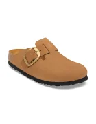Birkenstock чехли сабо дамски от набук Boston Big Buckle Nubuck Leather кафяви 1032949